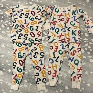 Old Navy numbers short sleeve jammies and letters long sleeve jammies bundle